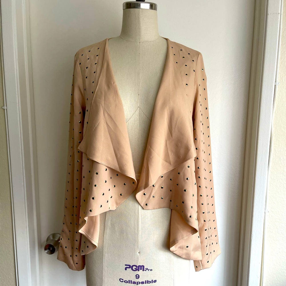 Black Label embellished light weight jacket / Tan w. Black.Gold Embellished / L